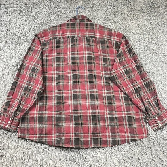 Hickory Shirt Co Men Extra Heavy Plaid Flannel Pearl Snap Red Black Tan 2XL NWT - Picture 2 of 8